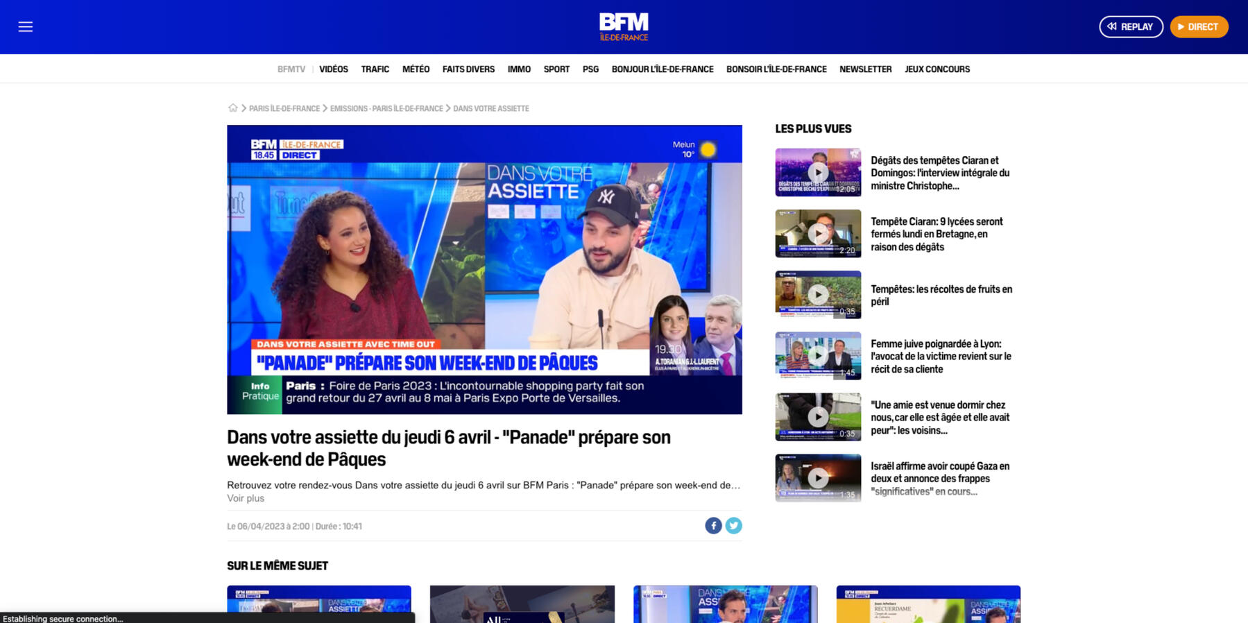 Article à propos de Panade Paris sur le site BFM